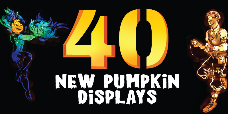 40 new pumpkin displays — two spooky pumpkin people figurines