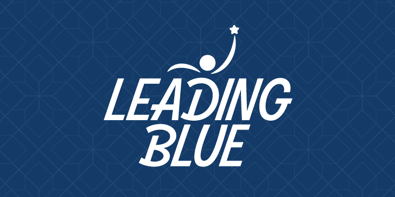 leading blue wordmark logo