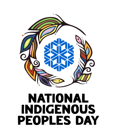 Graphic for National Indigenous Peoples Day showing a circular design of colourful leaves surrounding the Science North logo, with bold text reading “National Indigenous Peoples Day.”